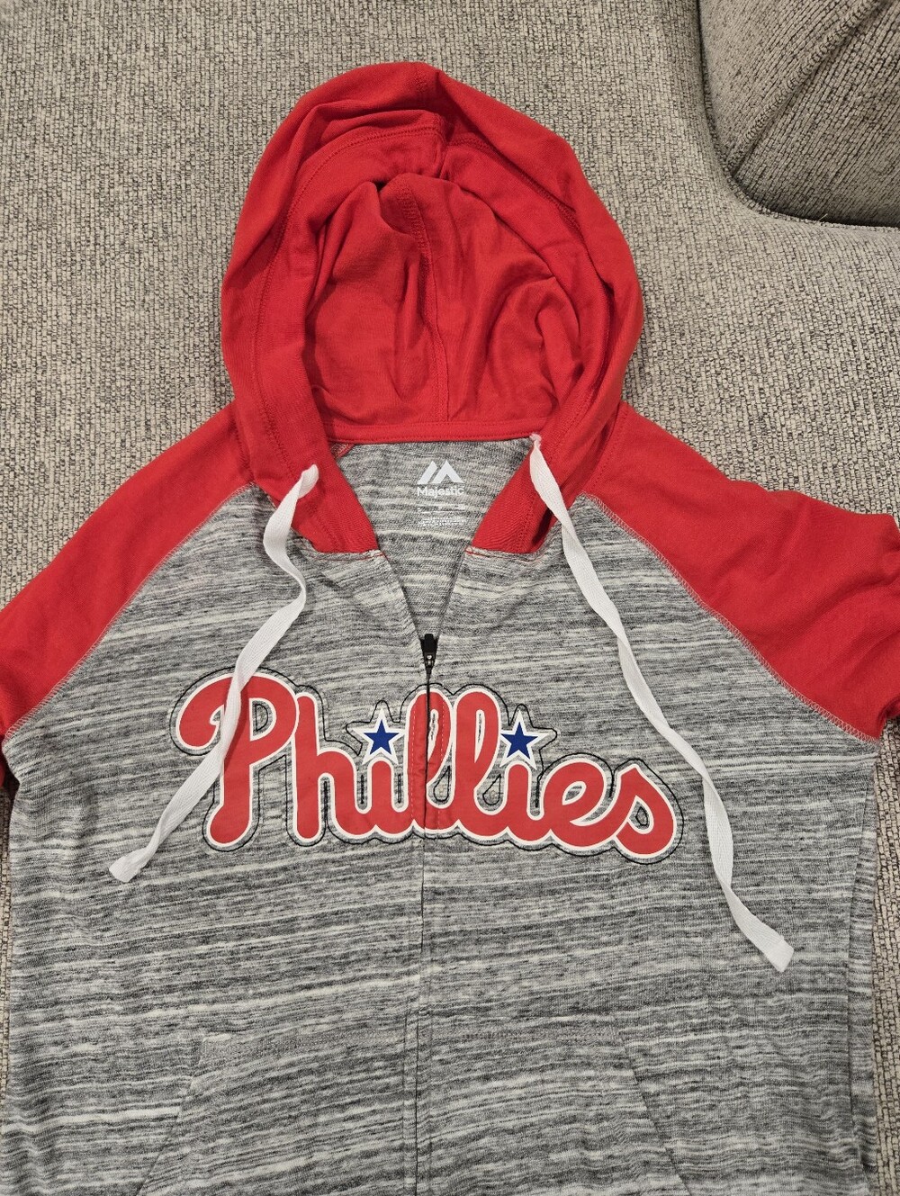 Majestic Phillies Red & Gray Zip Hoodie